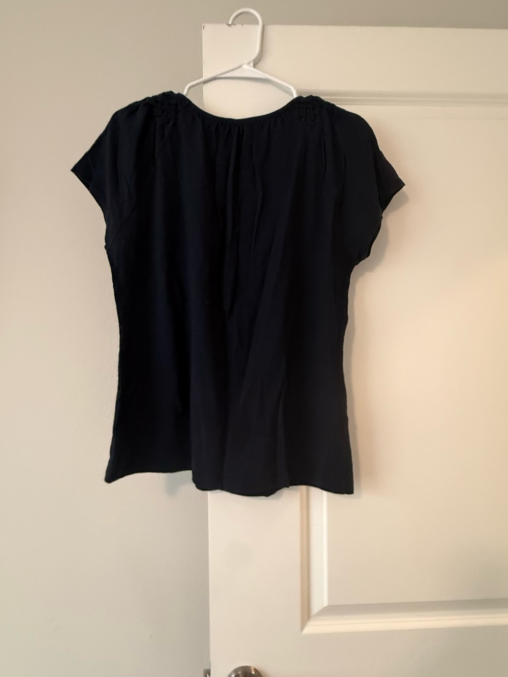 Talbots Black Short-Sleeve Scoop Neck Blouse - Picture 4 of 5
